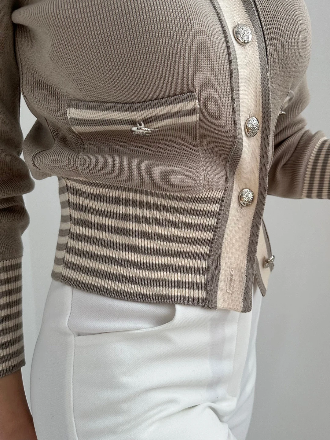 Однобортный Кардиган с V-образным вырезом Женский Осенний тонкий вязаный свитер