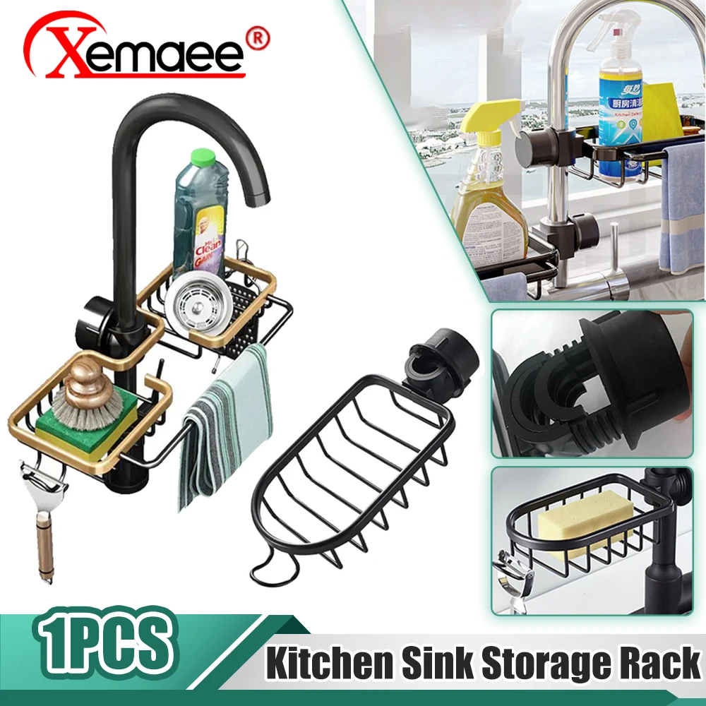 

Кухонная двойная алюминиевая сушилка для раковины стеллаж для губки стеллаж для мыла стеллаж корзина Органайзер аксессуары для ванной ком...