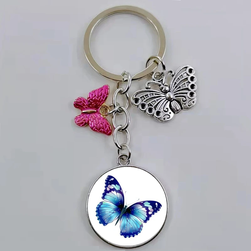 Красочная эмалированная бабочка брелок цветок искусство картина кабошон стекло