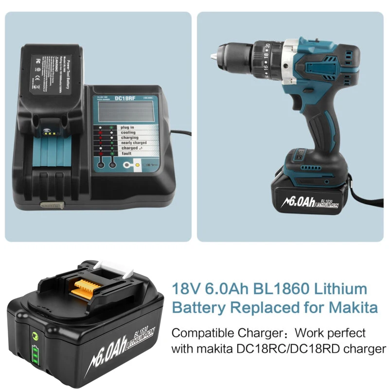 Аккумулятор 18 в для makita bl1850B Li-Ion 6 Ач BL1840B BL1860 BL1890 BL1815 BL1830 BL1835 аккумуляторы