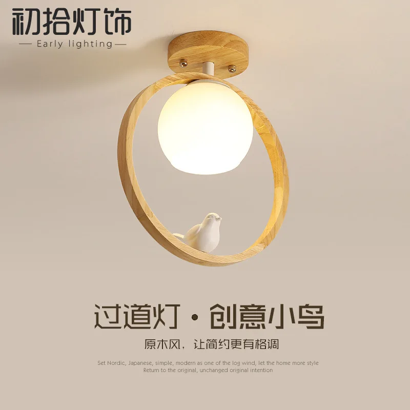 

Homhi Bird Wood Frame Glass Led Corridor Light Decorative Ceiling Lamps For The Living Room Bedside Lamps For Bedroom HZL-087