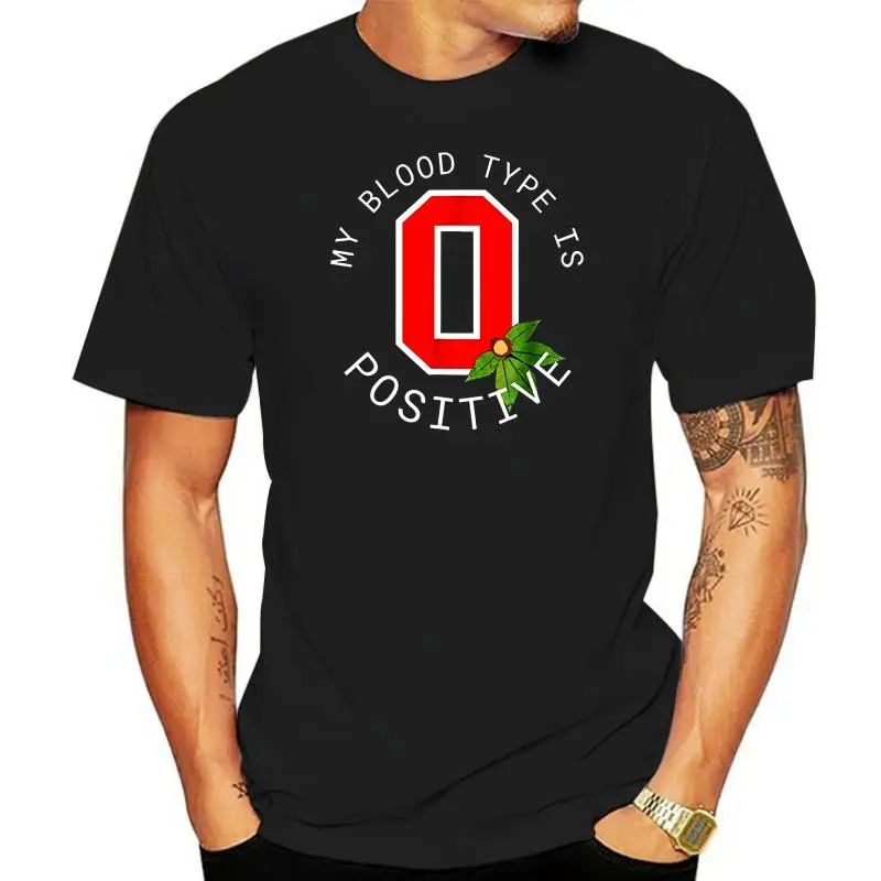 

My Blood Type Is Positive With State Of Ohio Black T-Shirt For Fans Men Clothes Tee Shirt