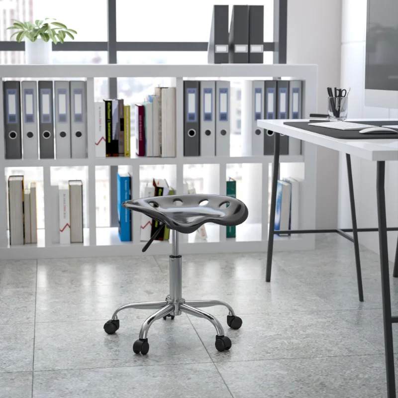 

Flash Furniture Vibrant Black Tractor Seat and Chrome Stool