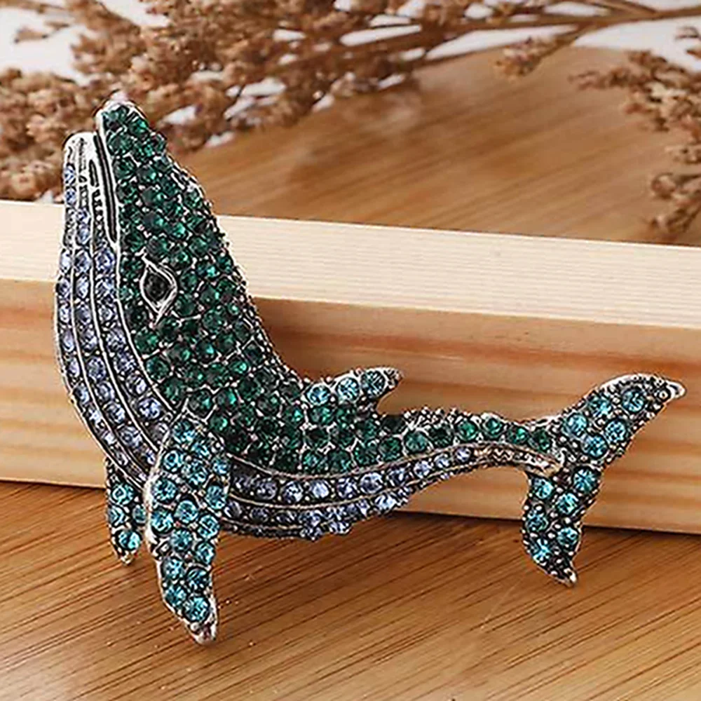 

Medosor Ocean Whale Animal Charm Pin Brooch Inlaid Full Crystal Corsage Lapel Backpack Badge Jewelry Gifts for Women Banquet