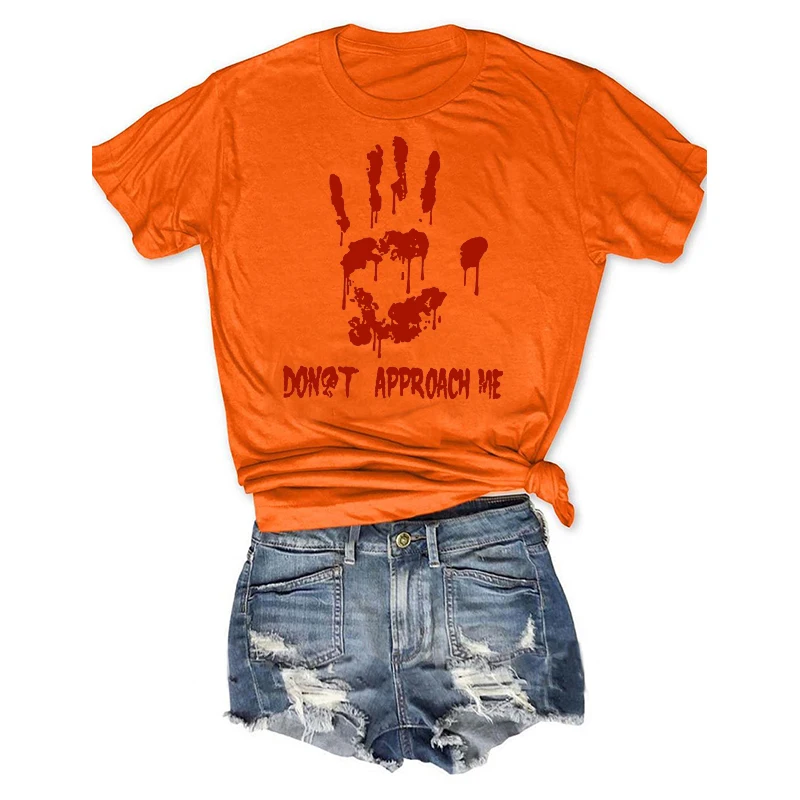 

Rheaclot Halloween Don't Approach Me Women's Casual Cotton Graphic O-Neck Top T-shirt