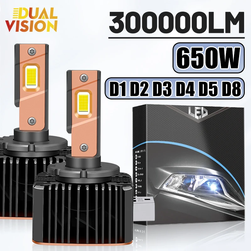 

DUALVISION 300000LM LED D1S D2S D3S D4S D5S D8S D1R D2R D3R D4R 650W Super Bright Led Car Headlight Bulbs Auto 1:1 Size Lamp 12V