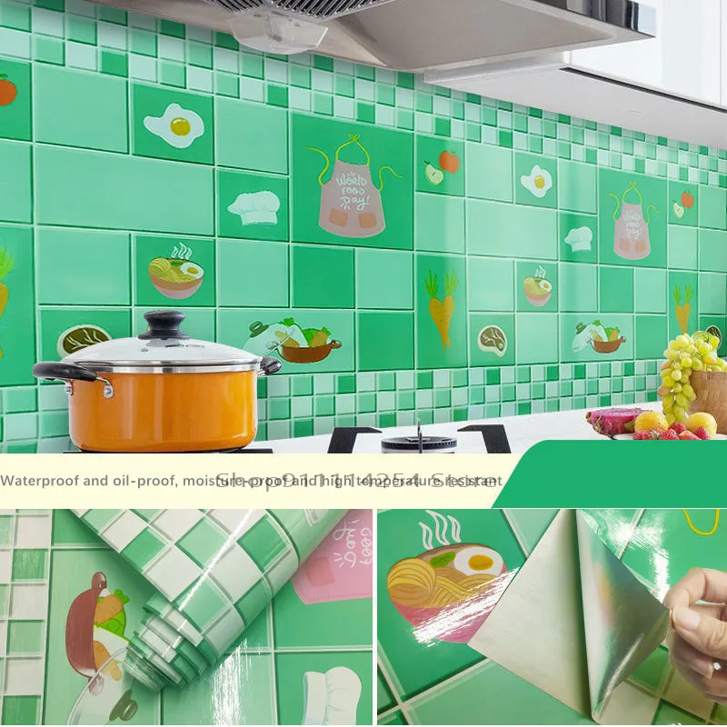 

Kitchen decoration oil-proof wall stickers self-adhesive wallpaper waterproof fireproof tear-off wallpaper