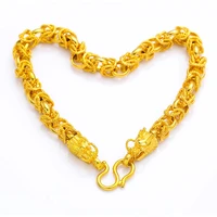 6mm women men bracelet chain with dragon head design yellow gold color fashion jewelry 8 3 inches
