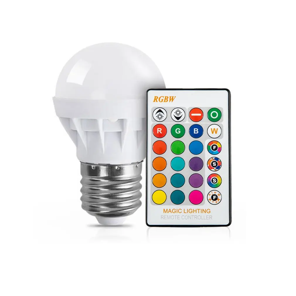 

3W RGB LED Light Bulb Colorful E27 Multicolor Dimmer Bulb Lamp Indoor Wireless Remote Control For Christmas Party Wedding