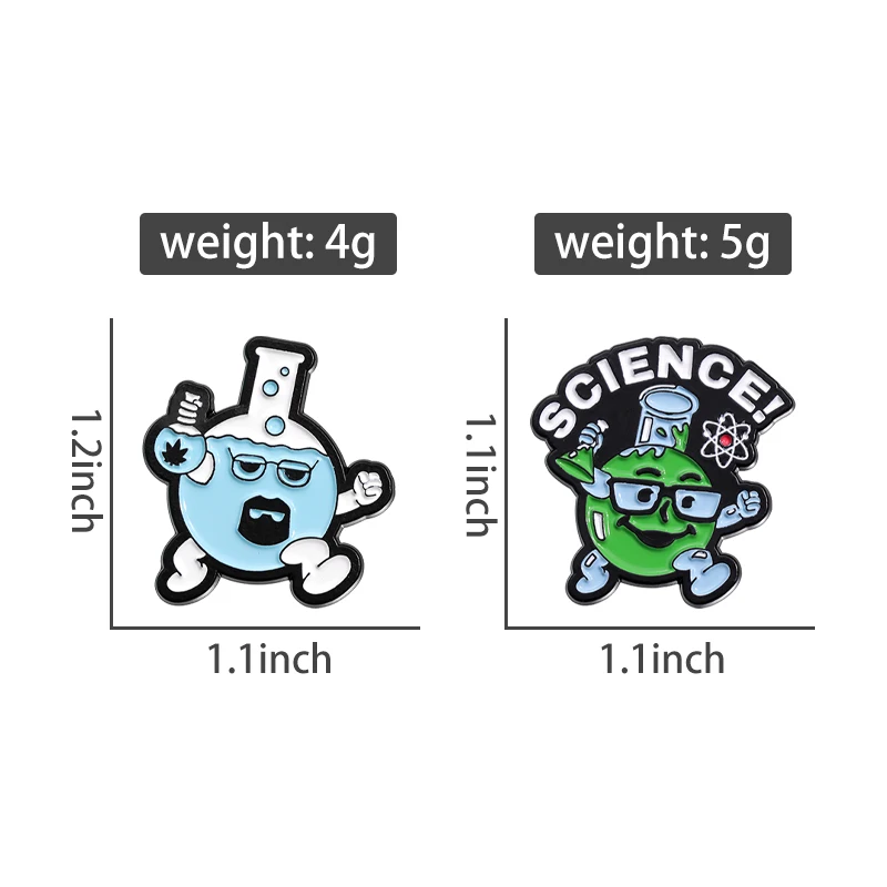 Брошь с эмалью в виде мультяшного научного химиката забавные креативные