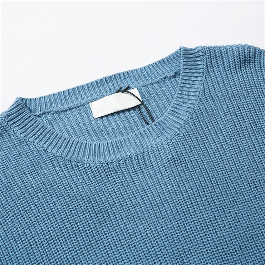 Men's Fashion Sweaters Knitted Pullover Sweaters 2022 Warm Tops Long Sleeve Solid Color Casual Sweater