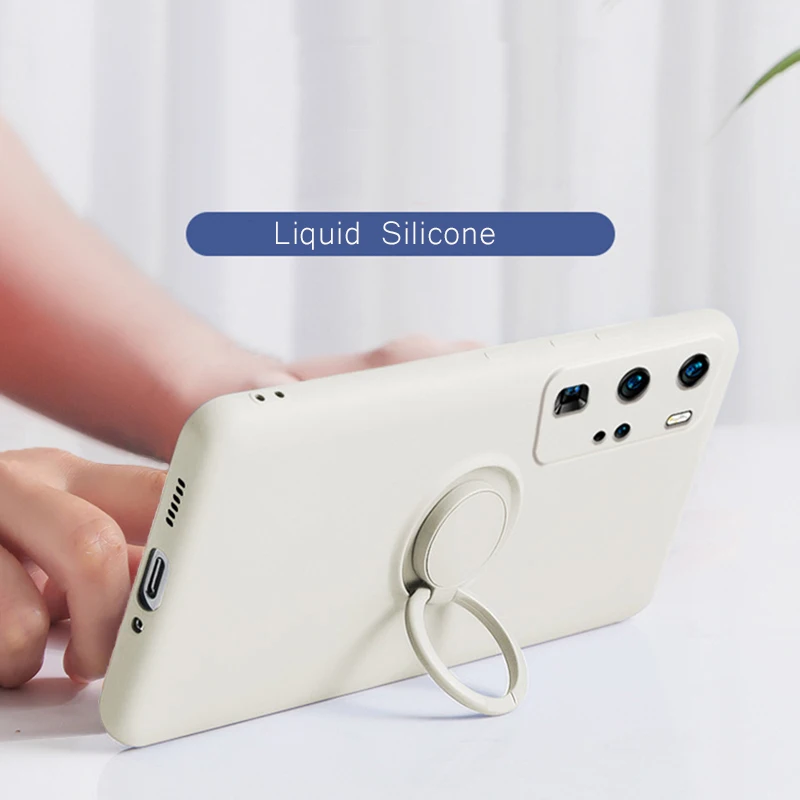 

Ring Holder Magnetic Case For Samsung Galaxy S22 Ultra S21 S20 FE A52 A72 A32 5G Note 20 Hand Lanyard Soft Liquid Silicone Cover