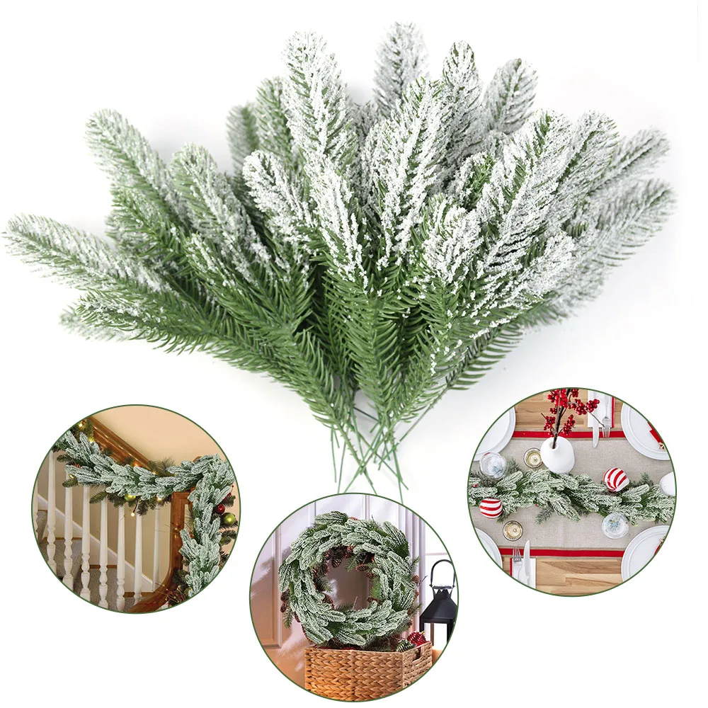 

5Pcs Christmas Green Branch Pine Needles Artificial Flower Branch Fake Plant for Christmas Tree Home Ornament DIY Wreath Decor