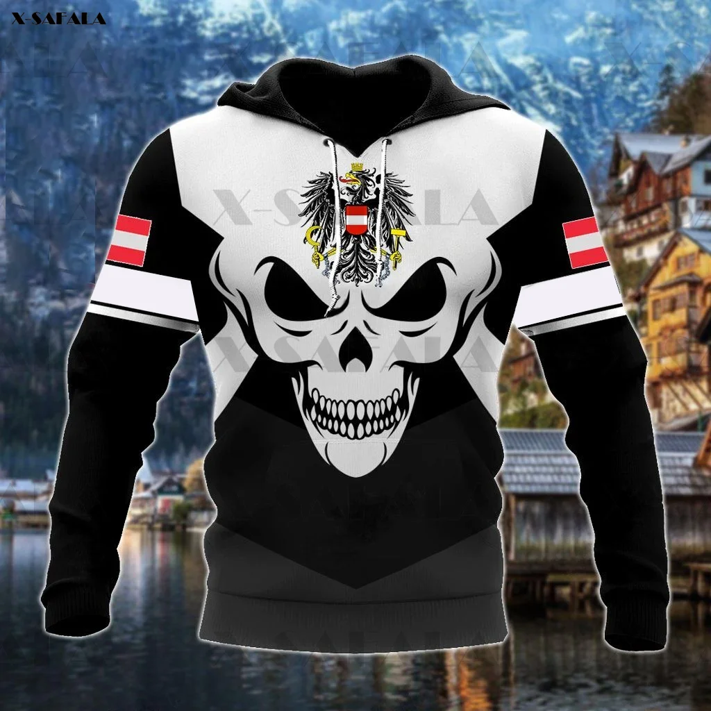 

Худи на молнии с 3D-принтом австрийского орла, армейский Ветеран, череп, Мужской Женский пуловер, свитшот, куртка с капюшоном, трикотажные спо...