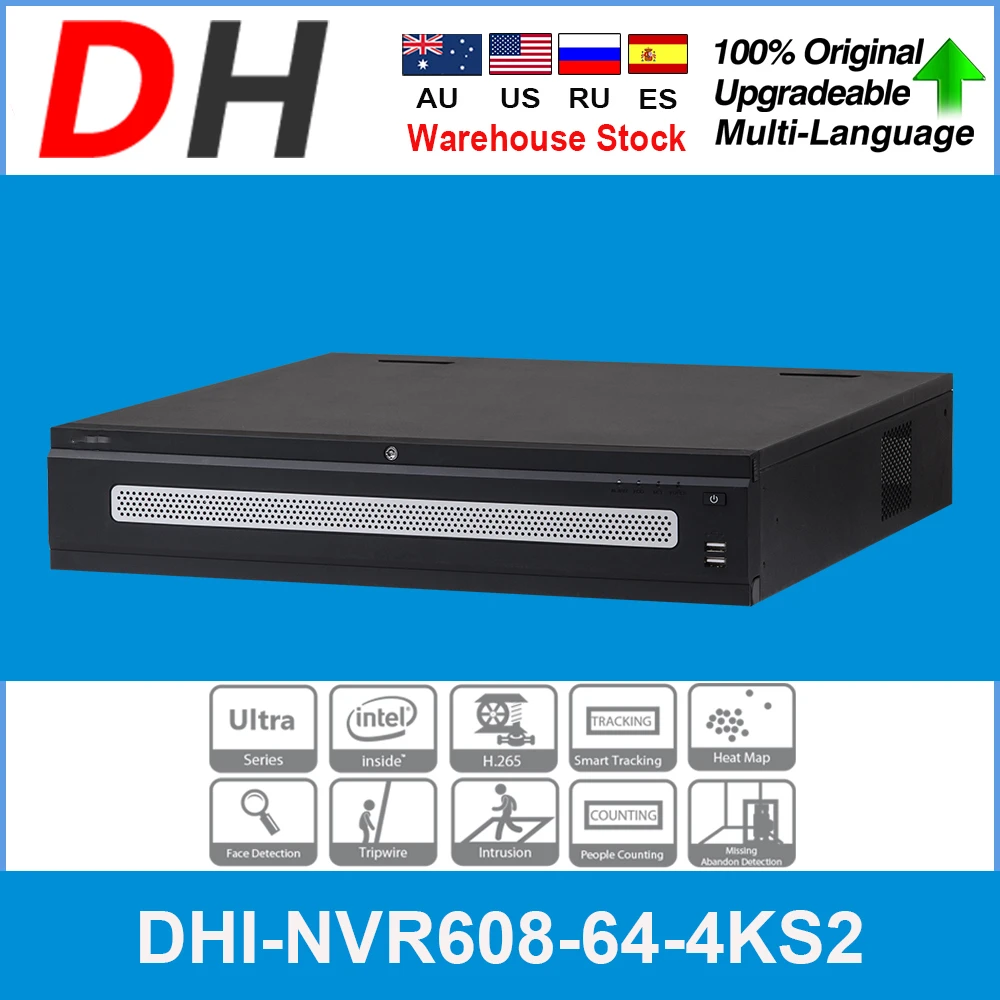 

Dahua Original NVR H.265 64ch 4K Video Recorder NVR608-64-4KS2 Up to 12MP Resolution for Preview and Playback Smart Tracking