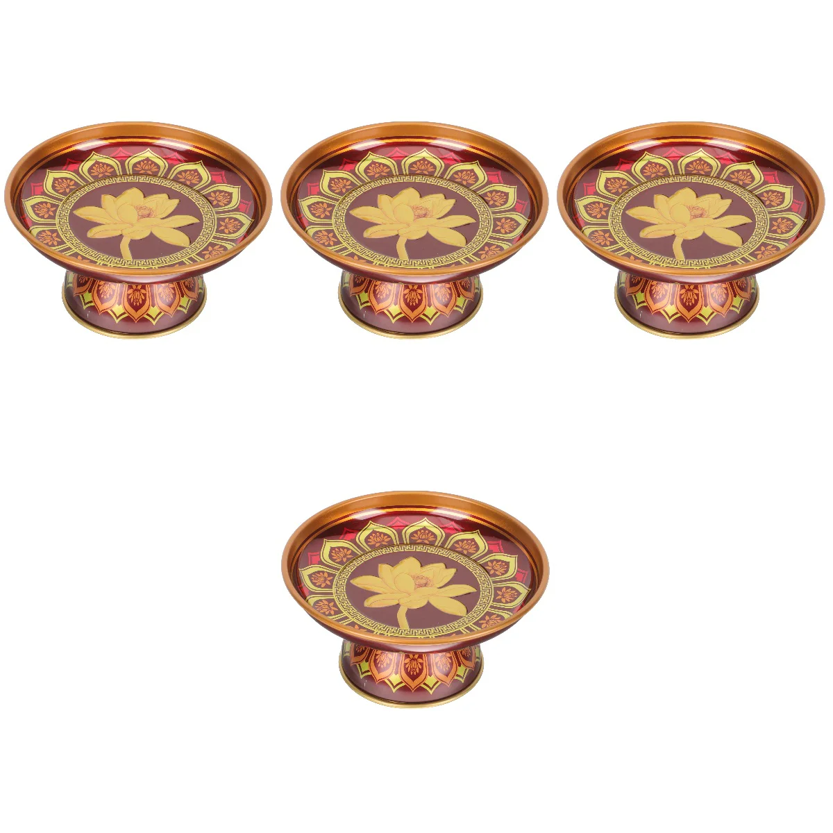 

4x Temple Offering Plate Serving Tray Temple Fruit Tray Offering Plate Snack Dessert Plate