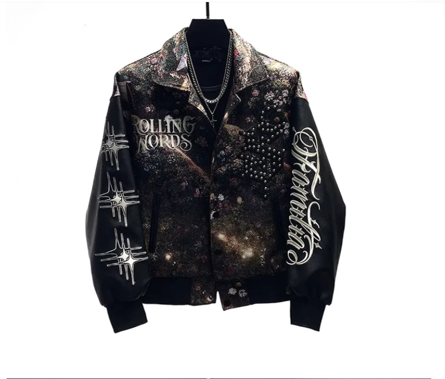 Тяжелая промышленная вышитая Мужская куртка универсальный Повседневный