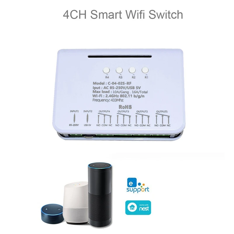 4-канальный беспроводной переключатель модуль умного переключателя Wi-Fi