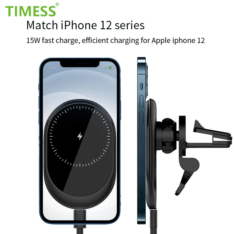

New Car Phone Magnetic Holder Wireless 15W Charger For IPhone 13 12 MINI Wireless Car Charging Pad for Xiaomi Huawei Samsung