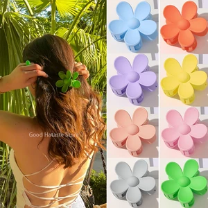 Fashion Women Plastic Hair Claws Crab Clamps Charm Solid Color Flower Shape Lady Small Hair Clips He in Pakistan