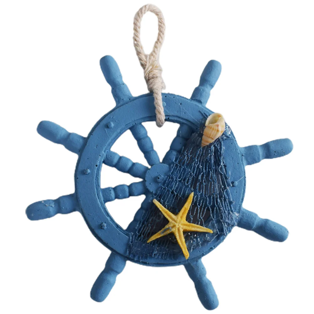 

Decor Wheel Wall Ship Nautical Wooden Beach Steering Rudderornament Boat Ocean Hanging Mediterranean Party Fish Net Wood Seaside