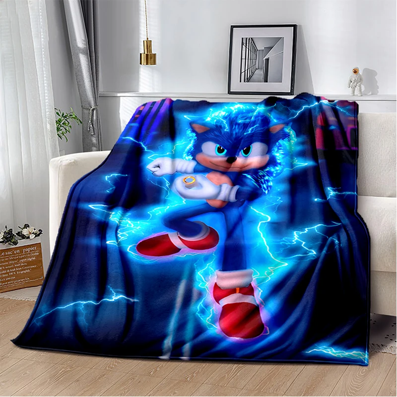 

Anime Sonic Blanket Fashion Cartoon Art Flannel Fluffy Fleece Throw Gift Living Room Bedroom Sofa Travel Camping Blanket
