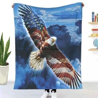 american flag eagle animal warm soft blanket office sofa plush blanket bedspreads