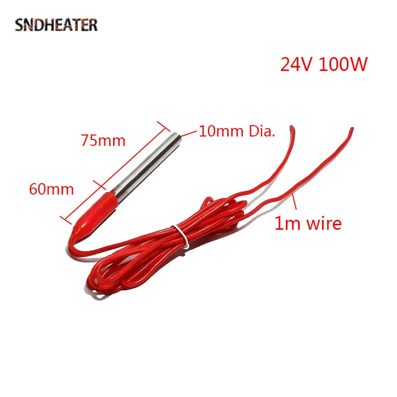 

SNDHEATER 24 В электрический водяной нагревательный элемент 50/100/200/300/400 Вт 1 м провод трубчатый погружной нагревательный стержень 10x75 мм для аквариума