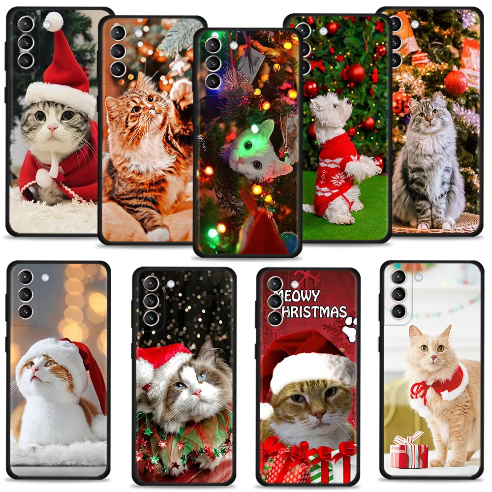 

Phone Case For Samsung Galaxy S22 S21 S20 FE Ultra S10 S9 S8 Plus S10e Note 20Ultra 10Plus Christmas Animal Small Dog Cat