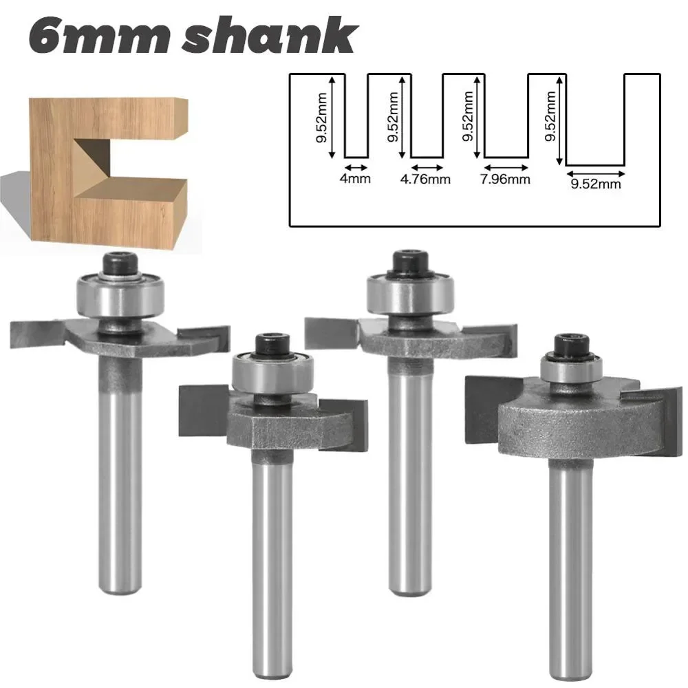 4 шт./компл. 1/4 дюйма 6 35 мм фреза с хвостовиком резьба по дереву Т-образный паз