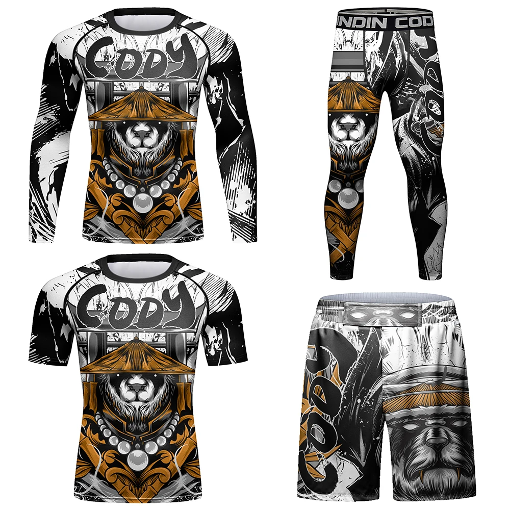 

Комплекты одежды для MMa BJJ, 4 предмета, сублимационный принт, в стиле панк, для Муай Тай, джиу джитсу, боксерский комплект, спортивная одежда для тренировок в тренажерном зале