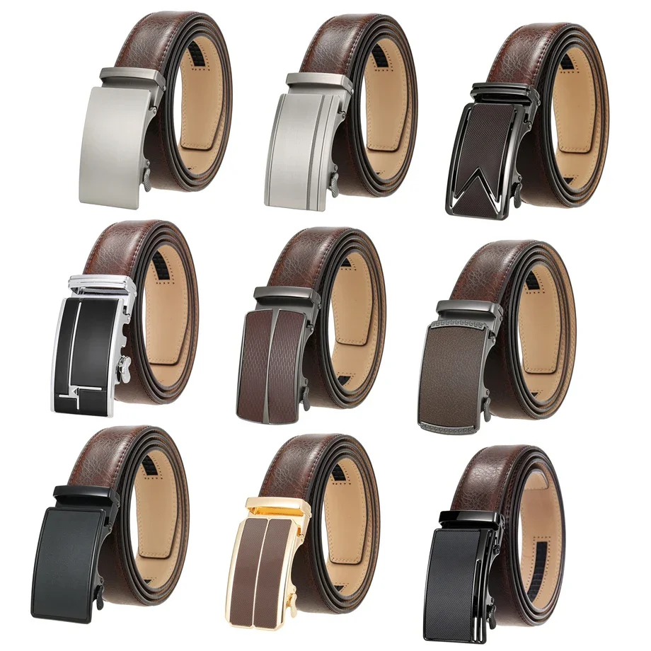 Plyesxale 2024 Men Genuine Leather Belts Classic Automatic Buckle Mens Luxury Brand marque de luxe Cummerbunds B1060