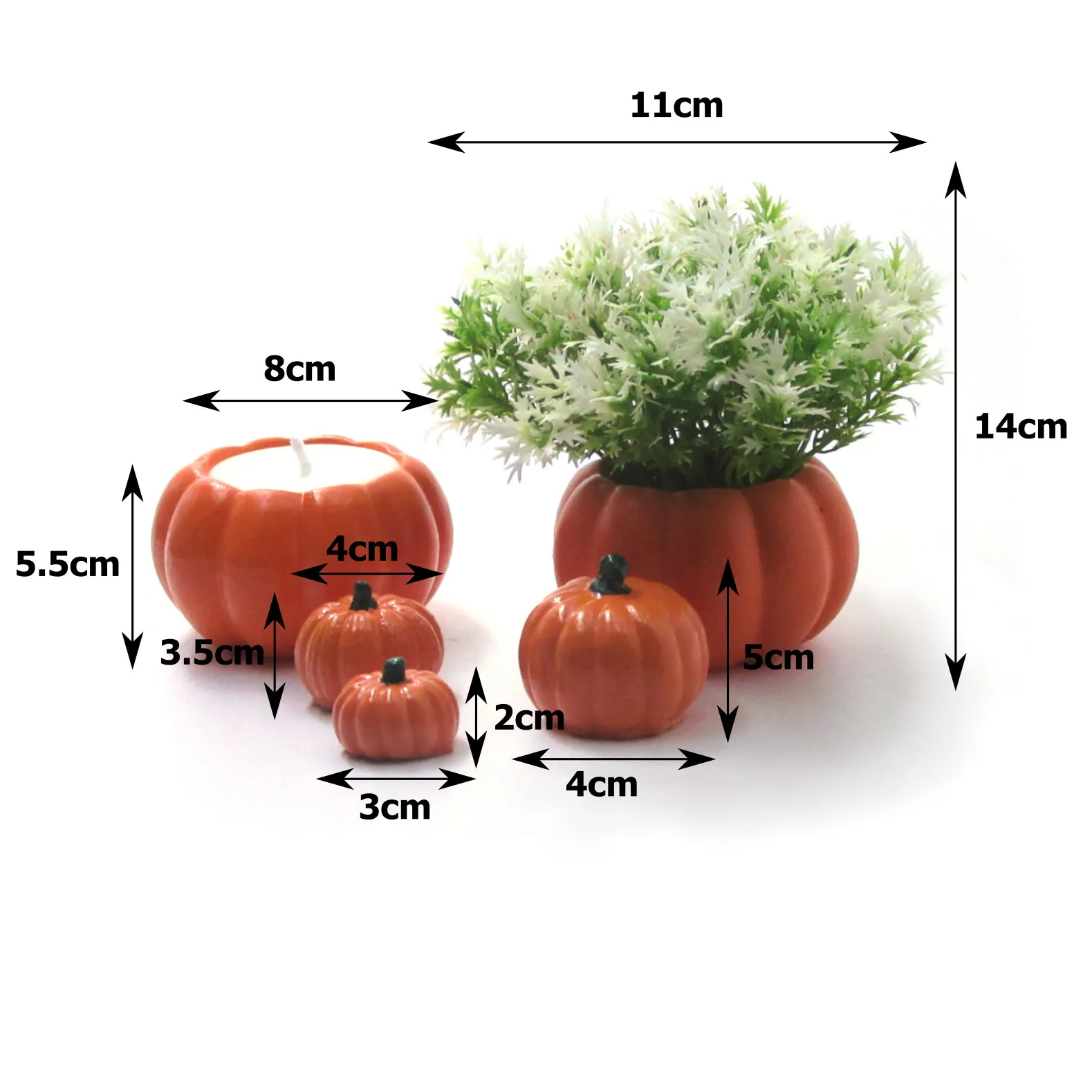 Halloween Orange Pumpkin Potted Candle and Artificial Flower Set of 5 | Дом и сад