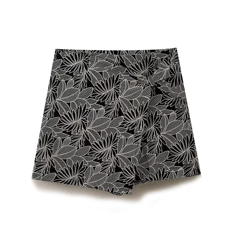 Женские винтажные шорты с вышивкой в виде листьев