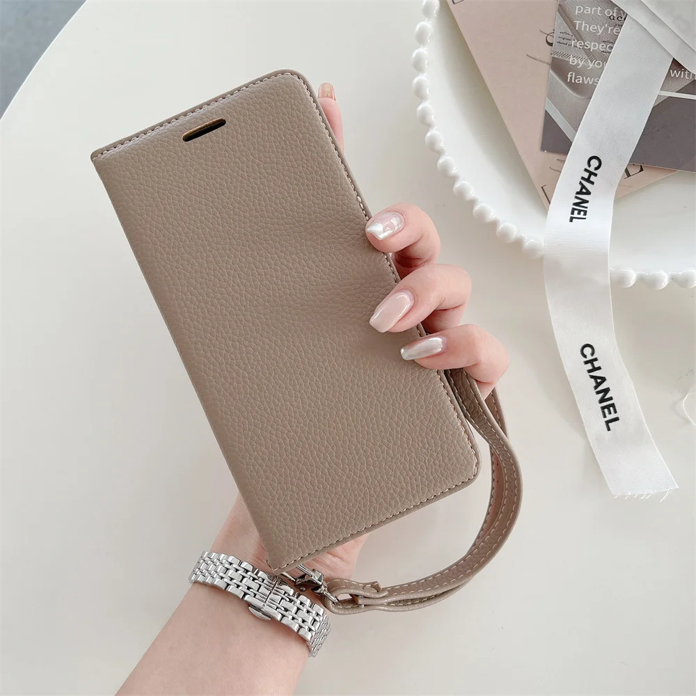 

Кожаный флип-чехол с ручным ремешком для iPhone 14 13 12 Mini 11 Pro XS Max XR 8 7 Plus, держатель для карт, браслет, чехол для телефона