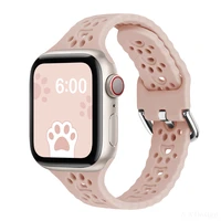 cat paw hollow breathable strap for apple watch band 45mm 41mm 44mm 40mm 42mm 38mm silicone bracelet iwatch series 7 6 5 4 3 se