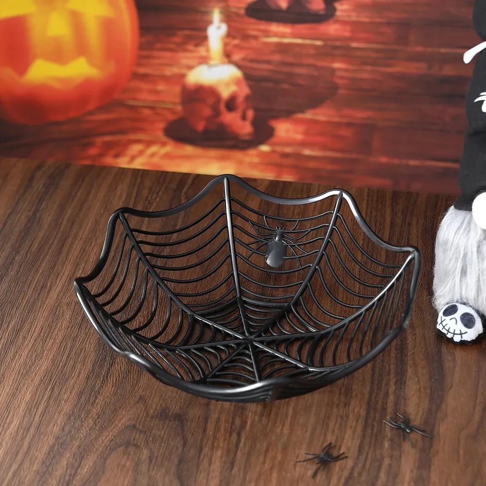 

Halloween Black Orange Spider Web Bowl Biscuit Packaging Basket Candy Basket Fruit Plate Trick or Treat Decoration Halloween