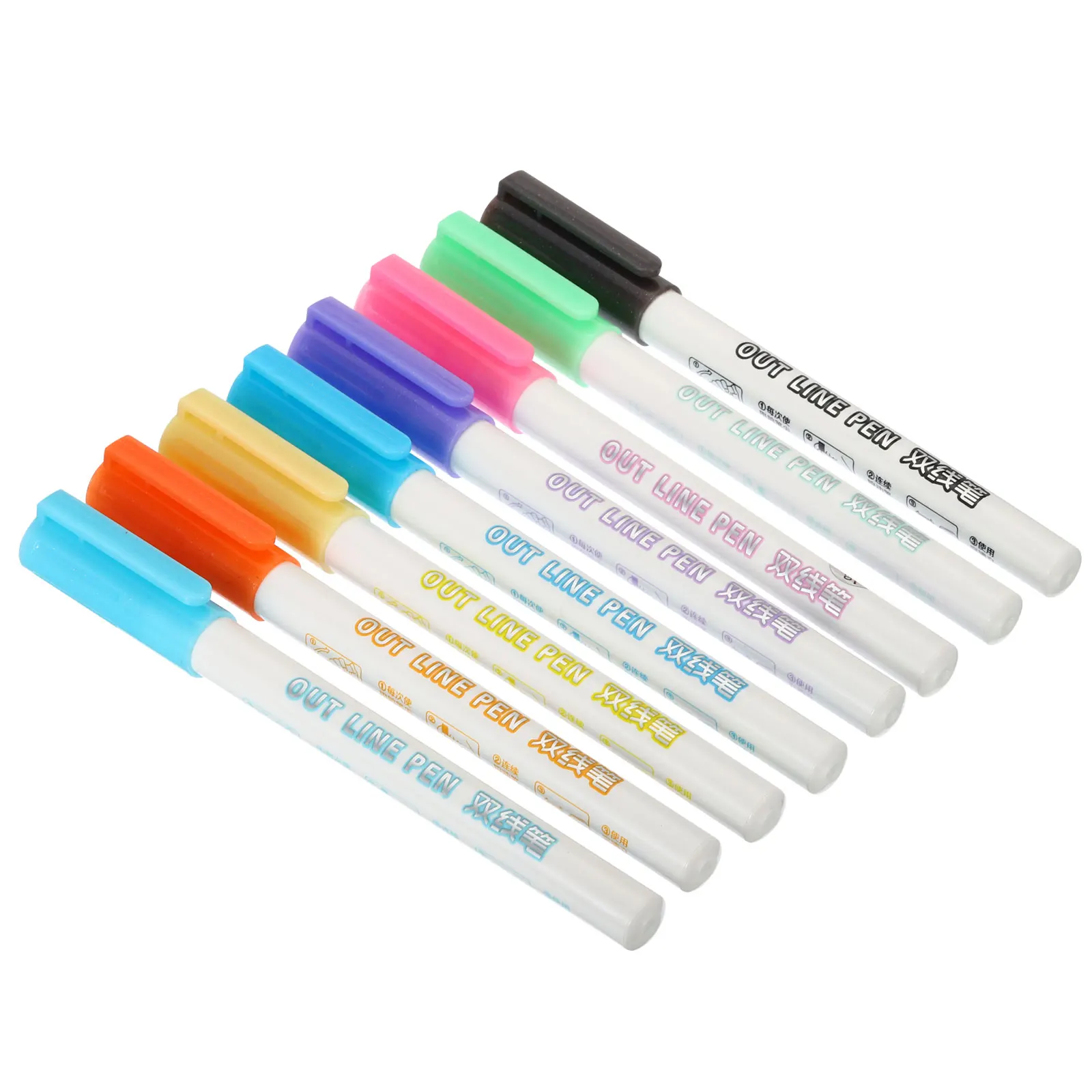 

8 Colors Double Line Outline Pen Set 2mm Nib Metallic Color Highlighter DIY Marker Pen For Art Painting Writing School Supplies