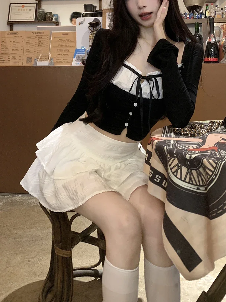 Женский костюм в Корейском стиле милые женские повседневные рубашки с бантом и