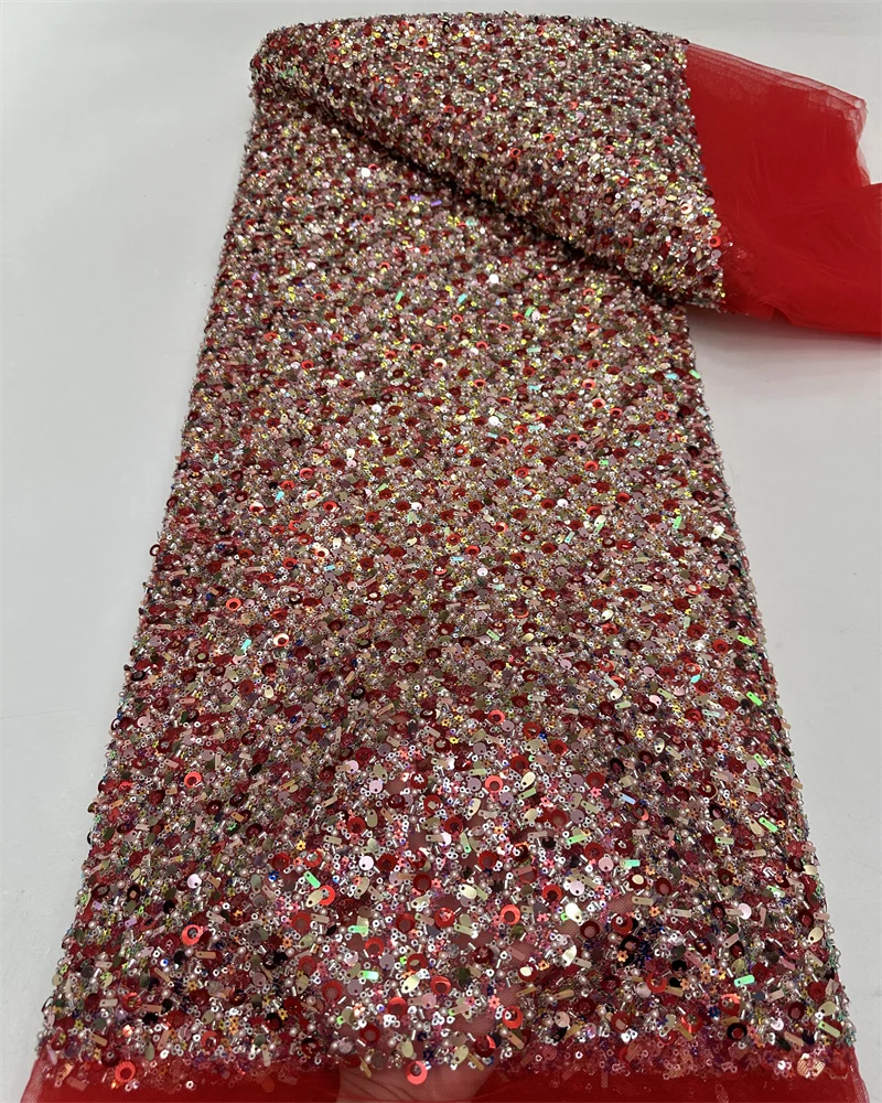 Французские африканские тюлевые бусины кружевная ткань 2024 высококачественное