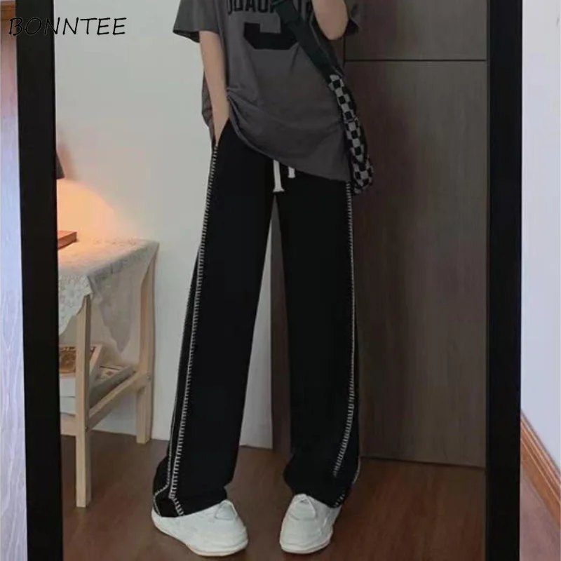 

XS-4XL Casual Pants Wide Leg High Waist Summer Autumn Black Basic Jogging Trousers All-match Loose Fashion Harajuku Ins New Chic