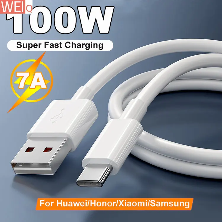

7A 100W USB Type C Fast Charging Cable For Xiaomi Redmi Note 12 11 Huawei P30 Mate 50 Pro Samsung S23 Support QC 4.0 Data line