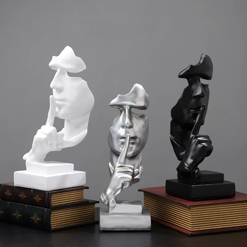 

European Character Abstract Silence Is Gold Resin Statue Ornaments