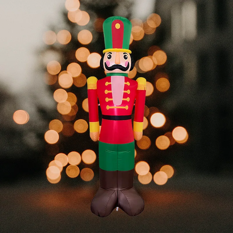 

Giantism Tether Nutcracker Soldier Aerate Led Lights Outdoor Courtyard Christmas Decorations Decorative Products 7ft Tall Firm