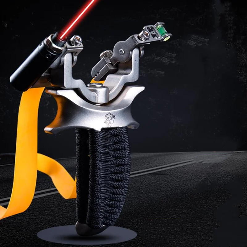 

Охотничья Высококачественная лазерная Рогатка из нержавеющей стали с плоской резиновой лентой и грязевым шариком набор рогатки для игр на ...