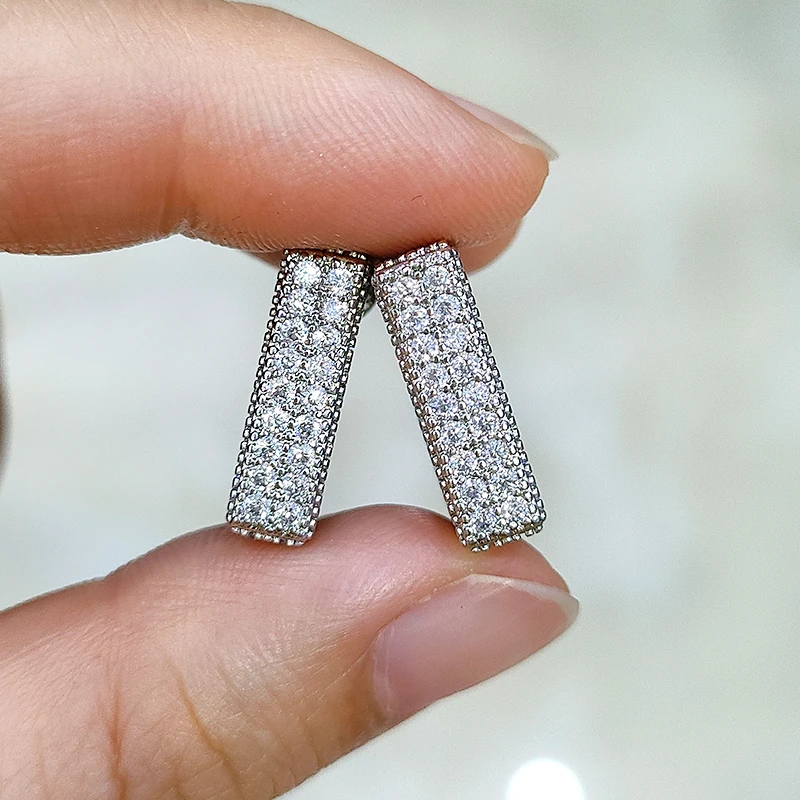 17mm hollow square shape S925 silver  earrings ear stud D vvs white moissanite stone Earring earrings for jewelry woman gift