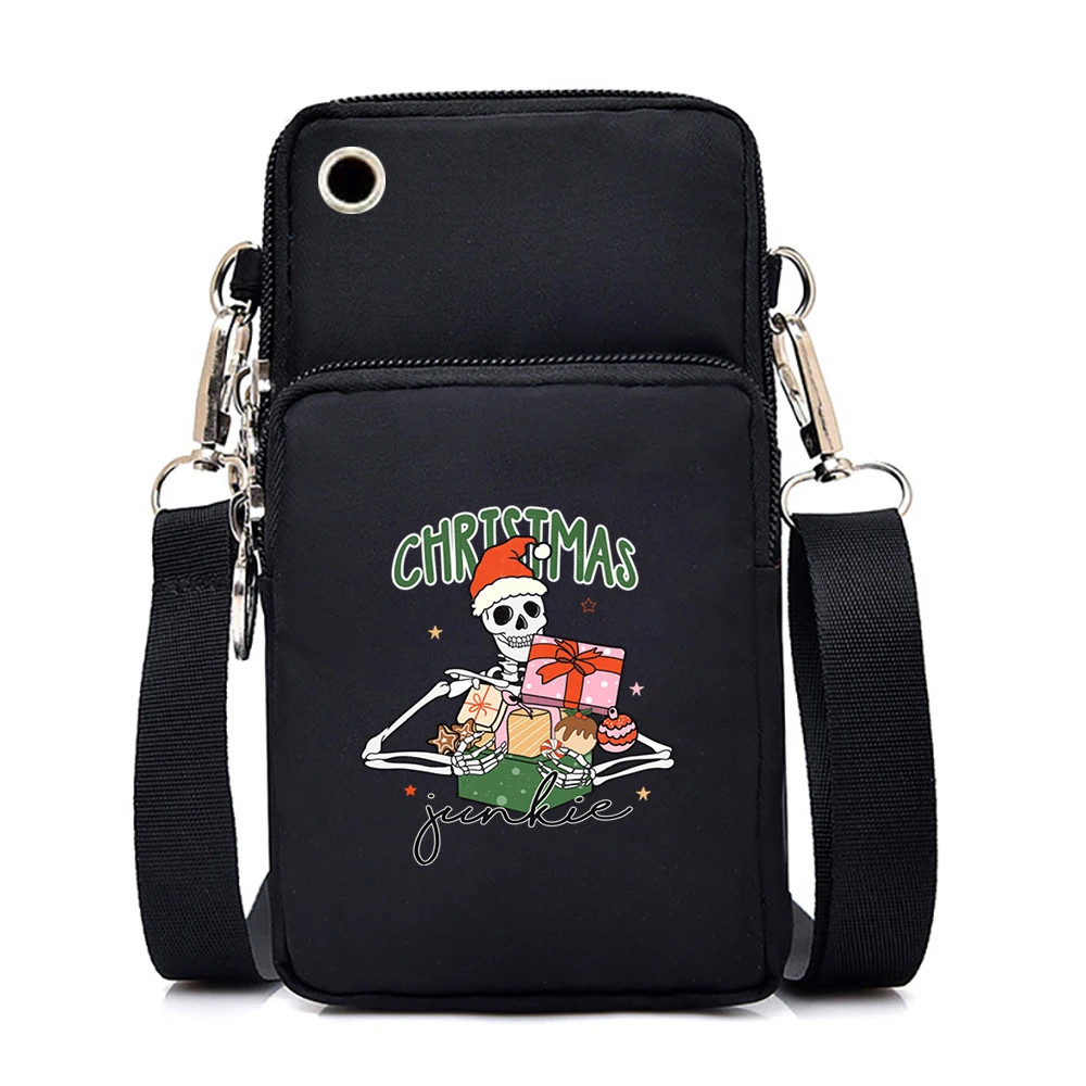 Сумка на плечо с черепом и рождественской елкой женская сумка для мобильного