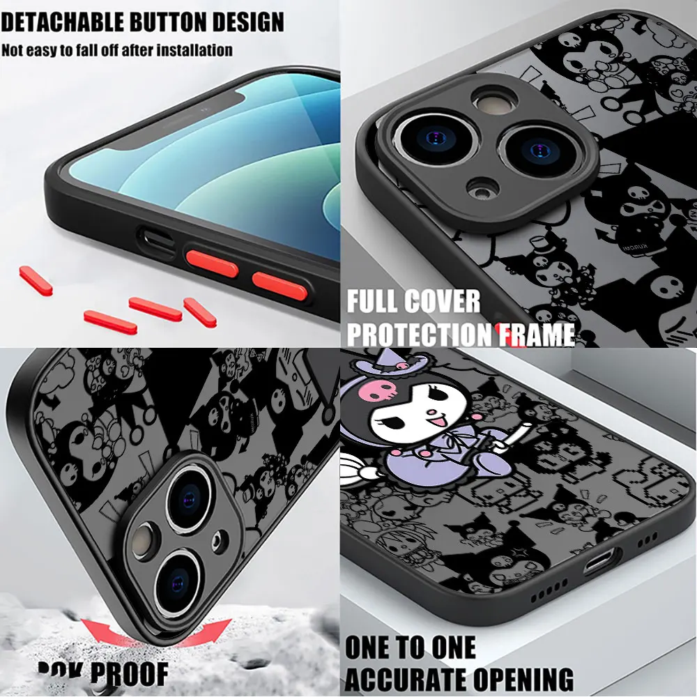 Чехол Sanrio kuromi для iPhone 14 Plus XS Max 13 15 Pro Max XR X 12 Mini 7 8 Plus 11 Pro 13, матовый мягкий прозрачный чехол