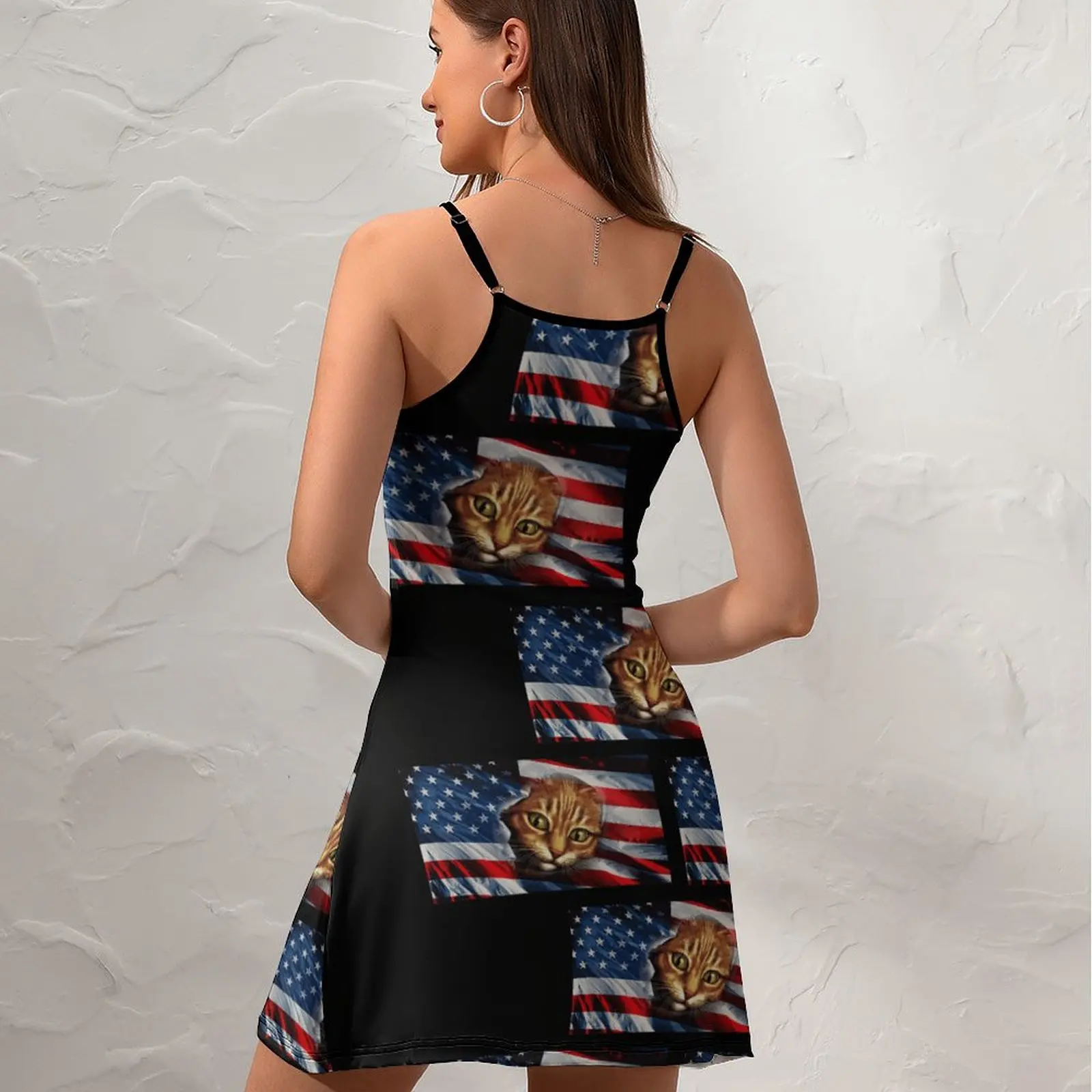 Американский флаг США кошка котенок искусственная кожа забавная графическая