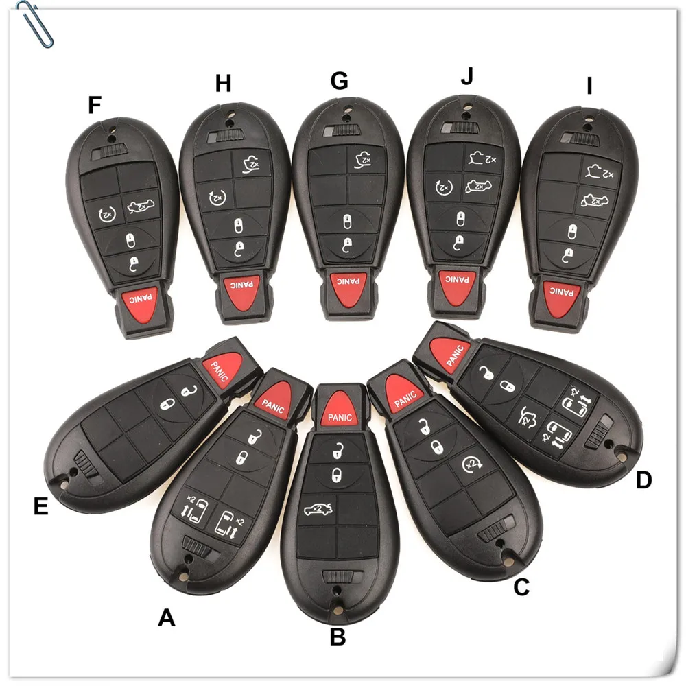 

10pcs Car Remote Key Shell for Chrysler Town & Country Fit Jeep Dodge Magnum Durango 2/3/4/5/6/7 Buttons Key Case Fob